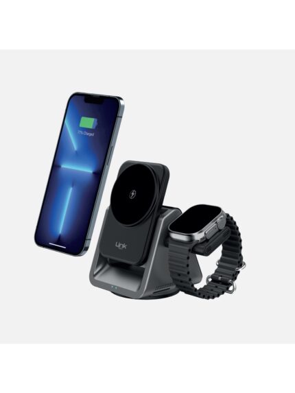 LinkTech W798 Premium 3’ü 1 Arada Masaüstü Telefon Tutacağı & Magsafe Wireless Şarj Aleti (LinkTech Türkiye Garantili)