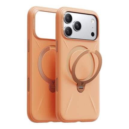 Torras Apple iPhone 17 Pro O Stand Spin Silicone Serisi Magsafe Kılıf - Turuncu