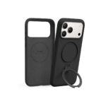 Torras Apple iPhone 17 Pro O Stand Spin Silicone Serisi Magsafe Kılıf - Siyah - Görsel 2