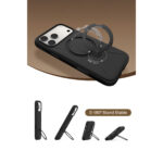 Torras Apple iPhone 17 Pro O Stand Spin Silicone Serisi Magsafe Kılıf - Siyah - Görsel 4