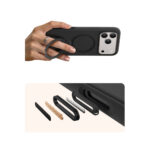 Torras Apple iPhone 17 Pro O Stand Spin Silicone Serisi Magsafe Kılıf - Siyah - Görsel 6